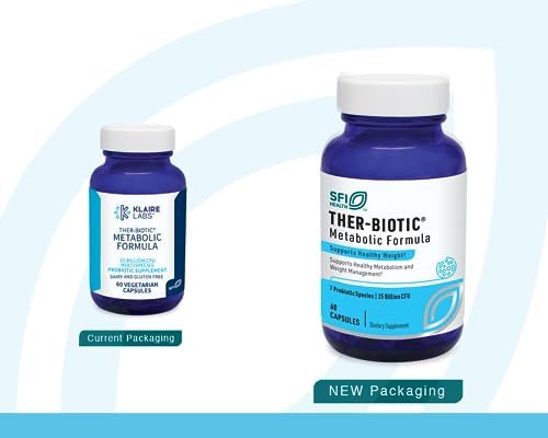 Klaire Labs SFI Health Ther-Biotic Metabolic Formula Probiotic, 60 Capsules | Healthy Metabolism + Immune Support, Lactobacillus & Bifidobacterium Species, Vegetarian 25b CFU for Adults