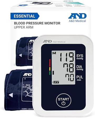 A&D Medical UA-651 Upper Arm Blood Pressure Monitor, Cuff 8.6-16.5” | Upper Arm Precise BP Machine – Wide Range Cuff (8.6”), 60 Readings, Large LCD Display, Adults, Includes 4 AA Batteries