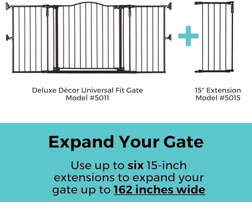 Toddleroo by North States - Deluxe Décor Safety Gate: Hardware Mounted Extra Wide Metal Baby Gate - Adjustable Child Gate - 38.3 to 72 Inches Wide - 30 Inches Tall - Matte Bronze