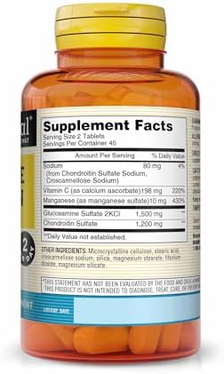 MASON NATURAL Glucosamine Chondroitin 1500/1200 2 Per Day with Vitamin C - Supports Joint Health, Improved Flexibility and Mobility*, 90 Capsules