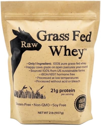 Raw Grass Fed Whey Protein Powder, Unflavored – 1 Ingredient, No Additives or Fillers, Undenatured, Made in USA, 5 lb