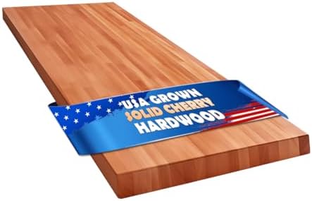 Butcher Block Counter Top, USA Grown Cherry Solid Hardwood Countertop, Wood Slabs for Kitchen, Reversible, Both Side Polished