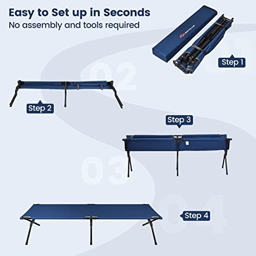 Goplus Folding Camping Cot with Carrying Bag, Portable Lightweight Outdoor Sleeping Bed for Adults Kids, 300LBS Weight Capacity