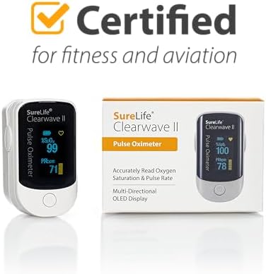 Clearwave II Pulse Oximeter | OLED Display, SpO2 Sensor, Pulse Rate Monitor, One-Button Operation, Batteries & Lanyard Included