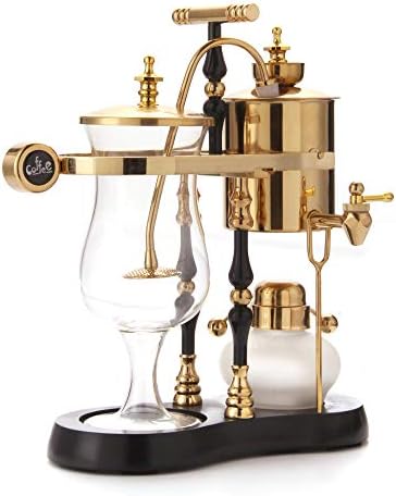 Diguo Belgian/Belgium Family Balance Siphon/Syphon Coffee Maker, Elegant Double Ridged Fulcrum with Tee Handle (Egyptian Black & Gold)