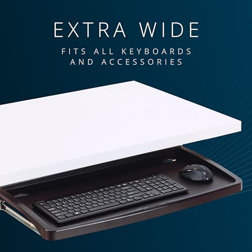 Kensington Keyboard Tray Under Desk, SmartFit Ergonomic Slide-Out Keyboard Drawer with Cable Management, Extra-Wide Height Adjustable Keyboard Holder