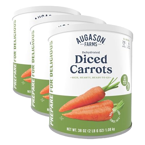 Augason Farms Dehydrated Diced Carrots Can | Emergency Food Supply, 216 Servings, 25 Year Shelf Life, Great for Cooking, Baking, and Snacks, Dehydrated Meals