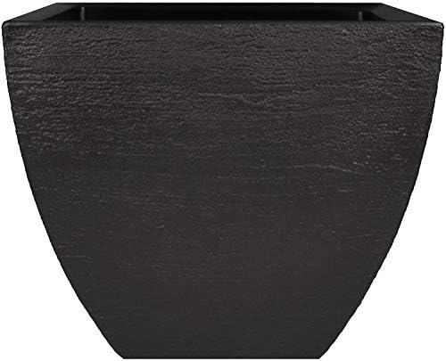 Tusco Products MSQ16BK Modern Square Garden Planter, 16-Inch, Black