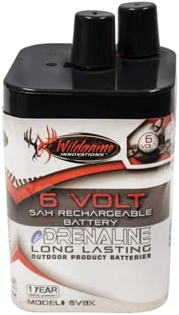 WILDGAME INNOVATIONS eDRENALINE 6V Spring Style Rechargeable Battery Outdoor Long-Lasting Powerful 6-Volt 5Ah Spring Top Battery