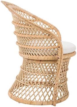 Kouboo Rattan Armchair – Natural Peacock Style Lounge & Dining Chair – Boho Patio Furniture, Indoor Accent Chair for Living Room