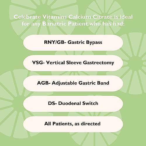 Celebrate Vitamins Calcium Plus – 600mg Calcium Citrate, 600 IU Vitamin D3 & 50mg Magnesium for Post Bariatric Surgery - Gluten-Free & Sugar-Free - 180 Non-Chewable Tablets