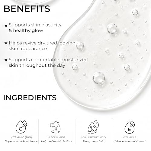 Pursonic Vitamin C Serum, 20% is a high potency Best Organic Anti-Aging Moisturizer Serum for Face, Neck & Décollete and Eye Treatment (3 fl. oz)