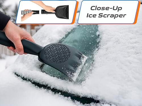 42.4" Extendable Snow Brush & Mini Snow Shovel/Ice Scraper for Car Windshield with Foam Grip for Cars, SUV, Trucks, Detachable Сar Scraper