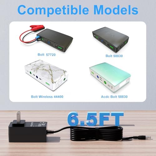 14V AC Adapter Compatible with Halo Bolt 57720, Bolt 58830, Power Cord for Bolt ACDC Wireless Car Jump Starter, 6.5ft