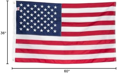 American Flag 5x8 ft Embroidered Stars Sewn Stripes | Embroidered USA flag with vivid colors and quadruple stitched fly end for enhanced durability. Features 210D Nylon