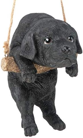 Design Toscano Labrador Retriever Dog Indoor/Outdoor Garden Statue, 9 Inch Wide, 15 Inch Tall, Cast Stone Resin, Black Painted Finish