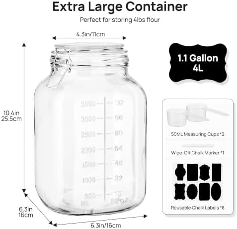 Vtopmart 78oz Glass Food Storage Jars with Airtight Clamp Lids, 3 Pack