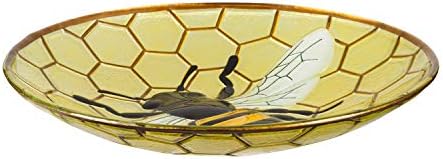 Evergreen Garden Beautiful Summer Bumble Bee Outdoor 18 inch Glass Bird Bath