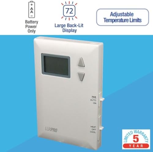 Lux Pro PSD010B Mechanical Non-Programmable Thermostat; 1 Heat Only; Without Fan; Batteries Included | Without Fan, Batteries Included