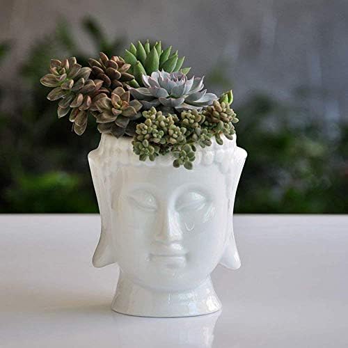 Buddha Head Planter Ceramic Flower Pot Planters for Home Garden Ofiice Desk Decor