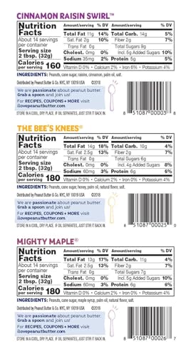 Peanut Butter & Co. Peanut Butter Variety Pack, 4 Flavors, 16 oz (4 Pack) | Non-GMO Project Verified, Gluten Free, Vegan, 6-7g Protein, 4 Flavors, No HFCS, USA-Frown, Pantry-Friendly Pack