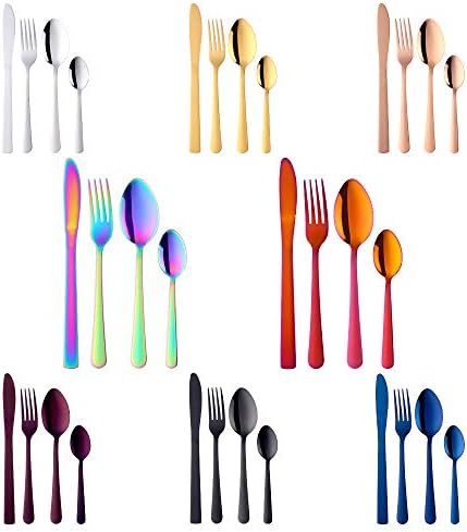 BuyGo Rainbow Silverware Set Flatware Set Stainless Steel Colorful Dinnerware Set 16-Piece Multicolor Cutlery Set, Service for 4