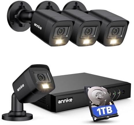 ANNKE 8CH H.265+ 3K Lite Wired Security Camera System, 4X 2MP Cam, 1TB HDD | 8 Channel DVR with AI Human/Vehicle Detection, Outdoor CCTV Cameras