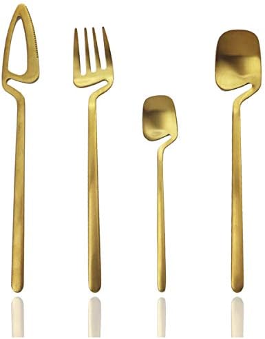 JASHII Hangable Silverware Set, Matte Rainbow Flatware Cutlery Set Service for 2