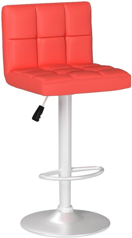 Furmax Bar Stools Modern Pu Leather Swivel Adjustable Hydraulic Bar Stool Square Counter Height Stool Set of 2 (White)
