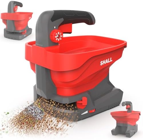 SHALL Battery Powered Fertilizer Spreader, 7.2V Rechargeable Seed Spreader for Salt, De-Icer, Earth Food, Grass Seed