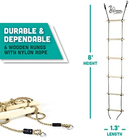 Squirrel Products 6 ft. Climbing Rope Ladder for Kids - DIY Swingset Addition for Outdoor Play Equipment