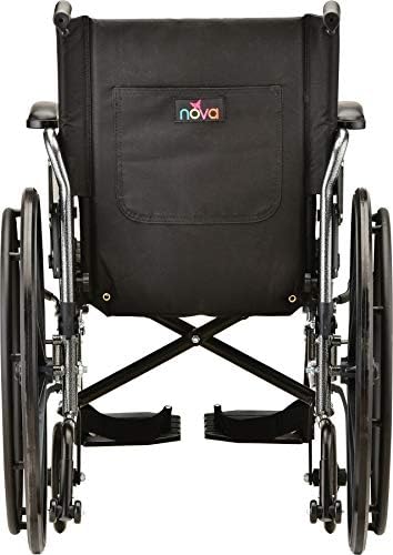 NOVA Lightweight Wheelchair with Flip Up Desk Arms (for Easy Transfer), Adjustable & Easy Release Footrests, Safety Anti-Tippers, Choose from 3 Seat Widths - 16”, 18”& 20”, Weighs only 32 lbs.