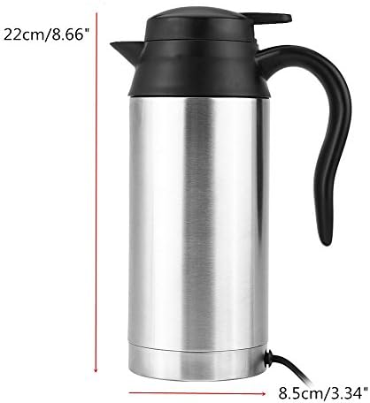 12V 750ml Stainless Steel Car Electric Heating Mug Drinking Cup Travel Kettle Water Boiler for Water Tea Coffee Milk