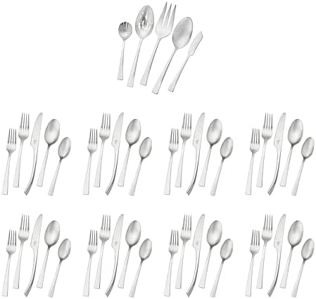 ZWILLING J.A. Henckels Bellasera (matte finish) 45-pc Satin Flatware Set, 18/10 Stainless Steel, Satin Finish (not polished)