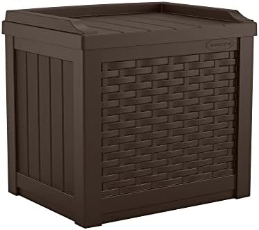 Suncast Outdoor Deck Box - 22 Gallon Java Resin Outdoor Storage Box, Weatherproof Patio Storage Bin Container for Seating & Organizing Cushions