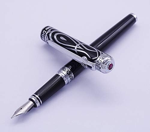 Duke Fude Nib Fountain Pen Medium to Broad Nature Mother Pearl on Cap with Pen Pouch sketching Art Drawing Signature Calligraphy Pen Case Set
