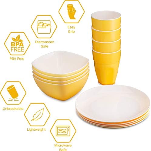 Reusable Plastic Party Dinnerware Set(12pcs) Ideal For Kids Fancy Hard Plastic Plates