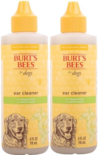 BURT'S BEES FOR PETS Ear Cleaner for Dogs with Pepeprmint and Witch Hazel, 99.7% Natural Origin Formulas, Dog Ear Cleaner, Ear Cleaning Solution for Dogs, 4 oz | 99.7 percent natural origin formula, gentle ear cleaning solution, for routine daily groomin…