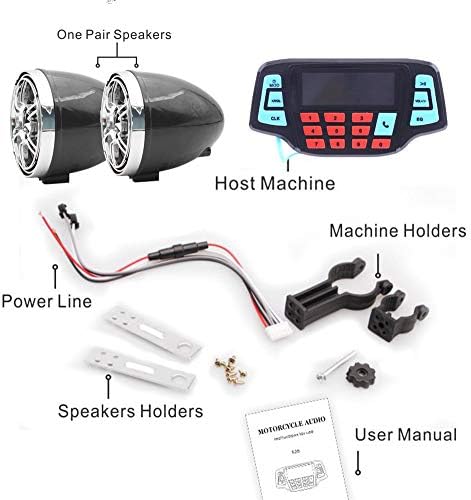 UTV ATV Bluetooth Amplifier Sound System Hand-free Speakers FM USB Audio System Stereo 2.5 Inch Speakers 12V Motorcycle Waterproof Audio FM Radio