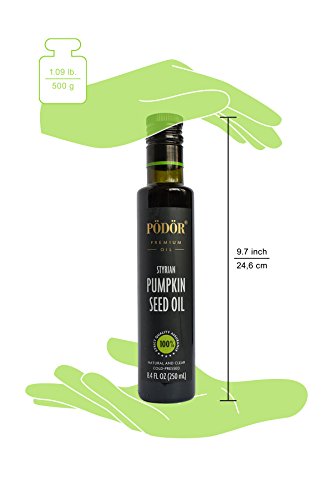 PÖDÖR Premium Styrian Pumpkin Seed Oil - 8.4 fl. Oz. - Cold-Pressed, 100% Natural, Unrefined and Unfiltered, Vegan, Gluten-Free, Non-GMO in Glass Bottle