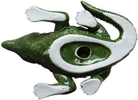 Ceramic Gator Figurine Green And White 7.5" Perfect For Any Room Decor