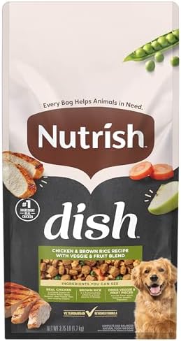 Nutrish Dish Dry Dog Food, Chicken Recipe, 3.75 lb. Bag (Rachael Ray) | Made with Dried Peas, Carrots & Apples And Contains No Added Corn, Wheat, Soy or Gluten Ingredients