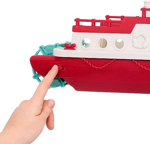 Battat Wonder Wheels Bath Toy Ferry Boat with 2 Cars, Floating Play, Trucks | Pool and bath toy boat with slide-out ramp, wind-up propeller