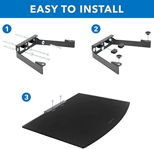 Mount-It! Floating Wall Shelf – Tempered Glass Media Shelf for Cable Box, DVD Player, Gaming Consoles (PS5, Xbox, Roku)