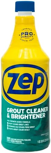 Zep Grout Cleaner and Brightener - 32 Ounce (1 Bottle) - ZU104632 - Deep Cleaning Formula Removes Old Stains From Grout