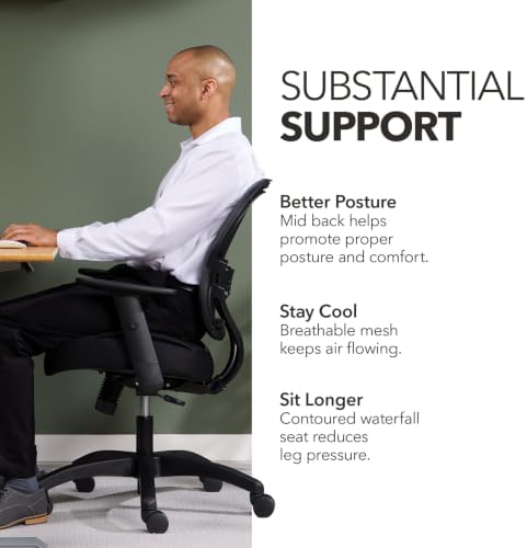 HON Wave Ergonomic Office Chair, Lumbar Support, Desk Chair, Black | High back ergonomic office desk chair with lumbar support, adjustable arms, office decor, advanced tilt for comfort