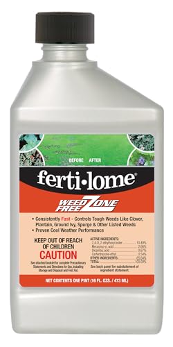Fertilome (10524) Weed Free Zone Broadleaf Weed Killer Concentrate, 16 oz | Triclopyr + Clopyralid formula - Kills 80+ tough broadleaf weeds in cool & warm turfgrass - Home lawn owners