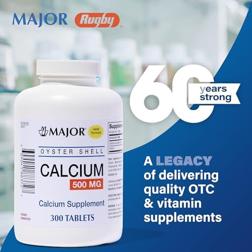Major Oyster Shell Calcium 500 mg - Daily Calcium Supplement - 300 Tablets (1-Pack)