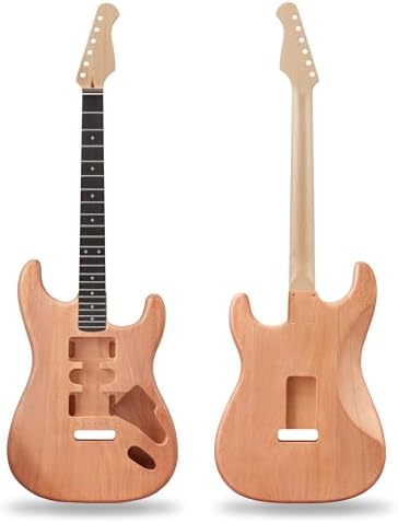 Tostar DIY Electric Guitar Kit, Solderless, Multi Sanded Polished Body, ST | Mahogany Body, Canadian Maple Neck, SSS Pickups, 6 String Tremolo Bridge, Complete Accessories, Hands On Learning