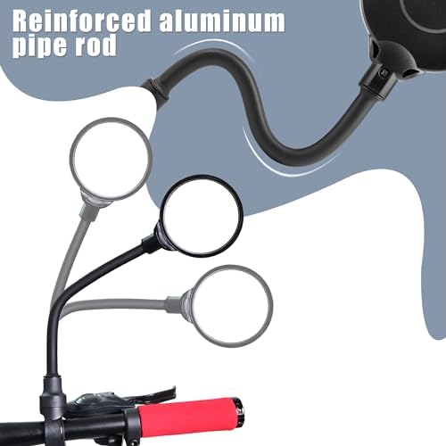Bike Mirror, Adjustable Handlebar Rear View Mirrors For Mountain Road Bike Bicycle Electric Motorcycle (Black-2PC)